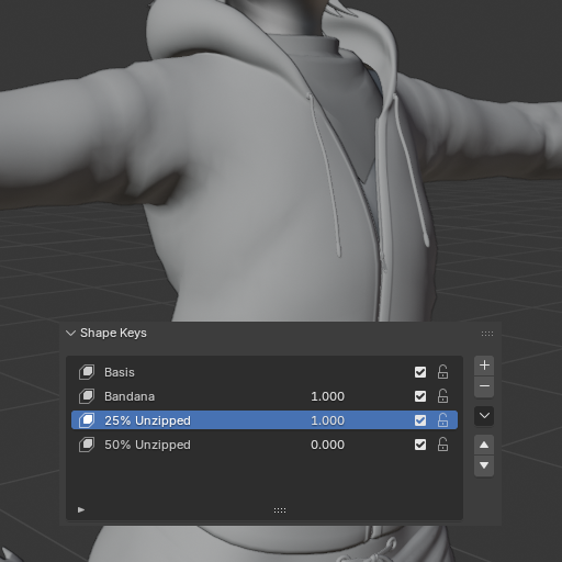 Blender clothing blendshapes example